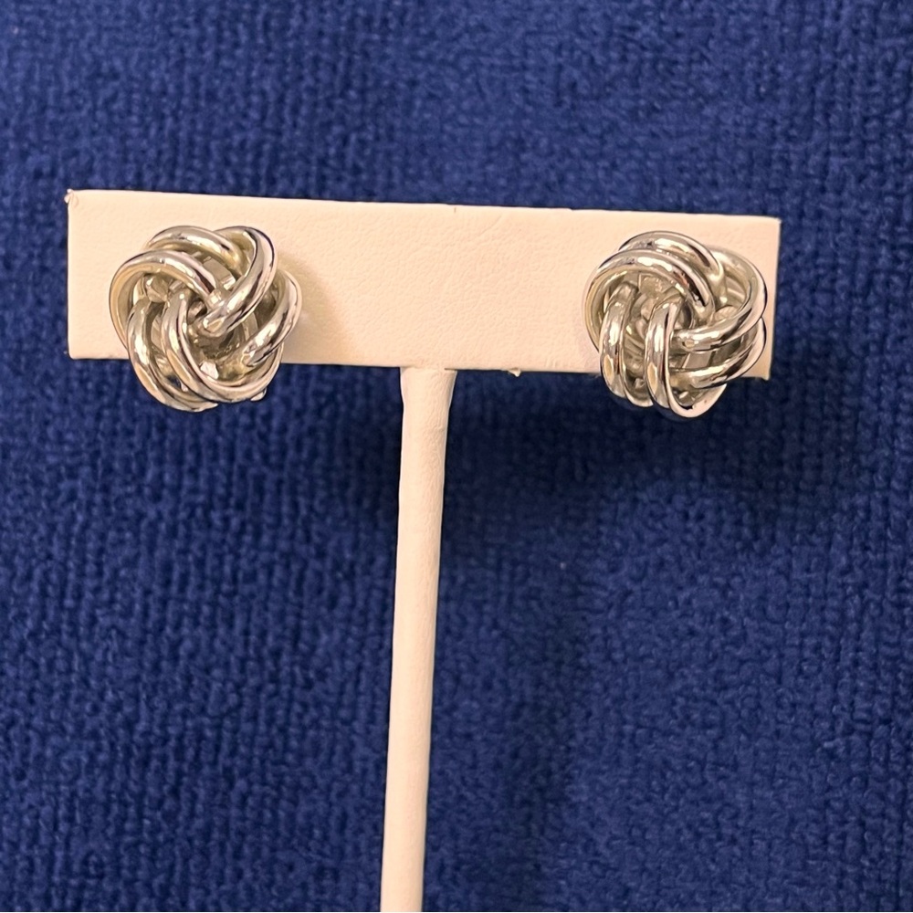 Vintage Signed CORO Knot Clip On Silver Tone Earrings, Timeless Gift Idea, EUC